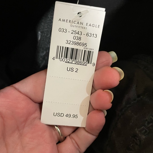 NWT American Eagle Outfitters Distressed Black Jean Mini Skirt - Picture 7 of 7